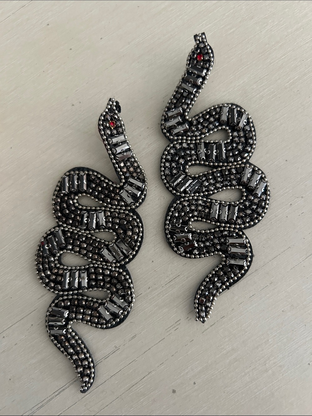 Beaded Snake Earrings - Pair